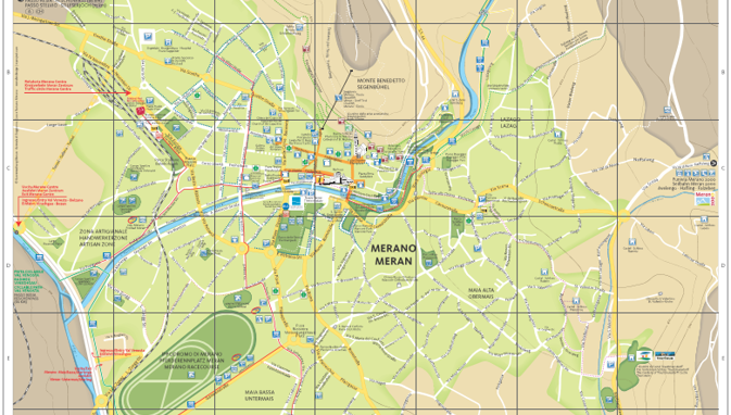 City map Meran, street-map and city plan of Meran in South Tyrol