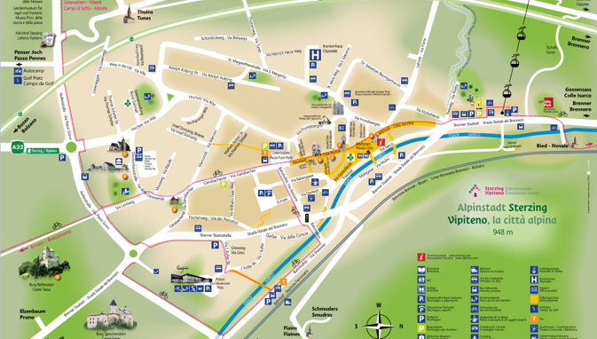 City map of Sterzing, street-map and city plan of Sterzing in Eisacktal