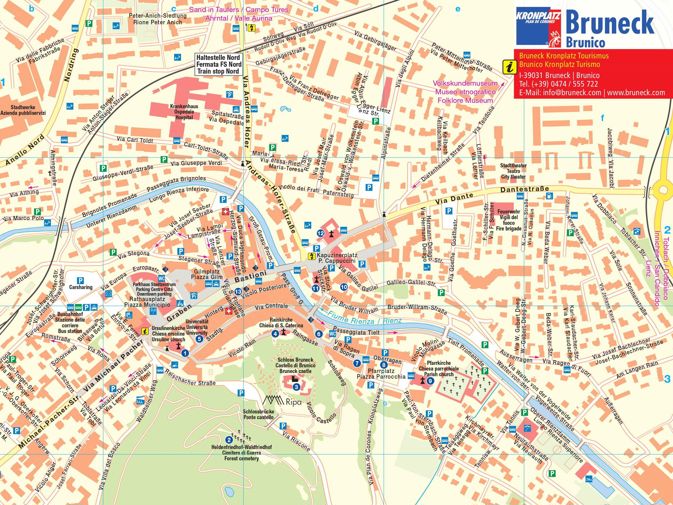 brunico mapa City map Bruneck, street map and city plan of Bruneck at the foot 