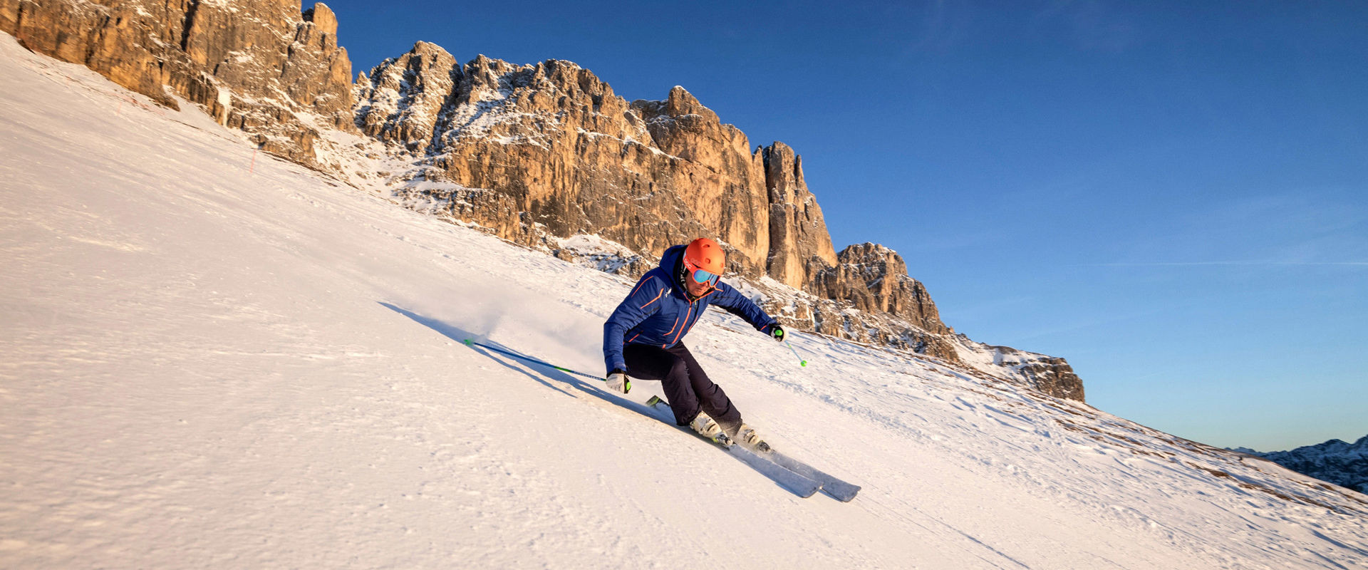 Skier Skier riding down the slope.